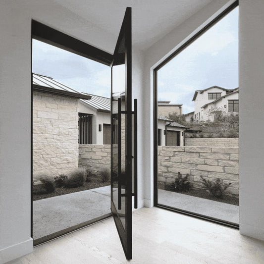 Custom Pivot Door With Electric Shutter Exterior Doors Front Alumium Double Glass Push Pull Door Rotating Home Decor
