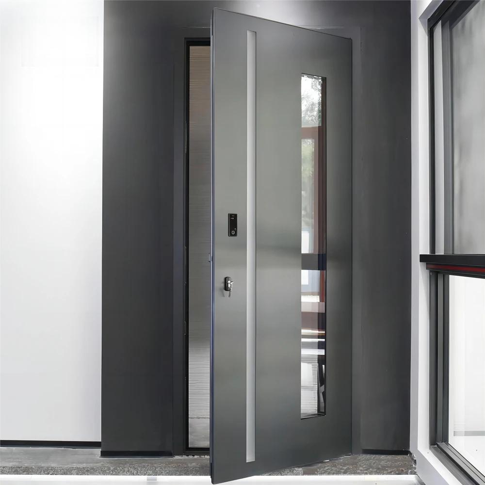 Custom Exterior Entry Doors Safety Aluminum Alloy Profile Front Casement Door SwingesPanel For Home Decor Household Customize