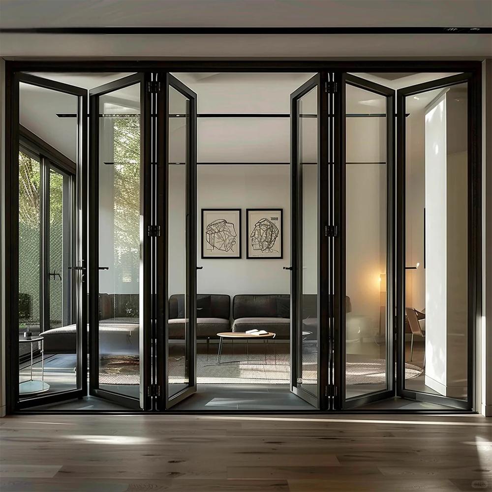 Custom Accordion Front Doors Folding Exterior Interior Aluminum Sliding Double Glass Garden Door Home Decor Custom Panel