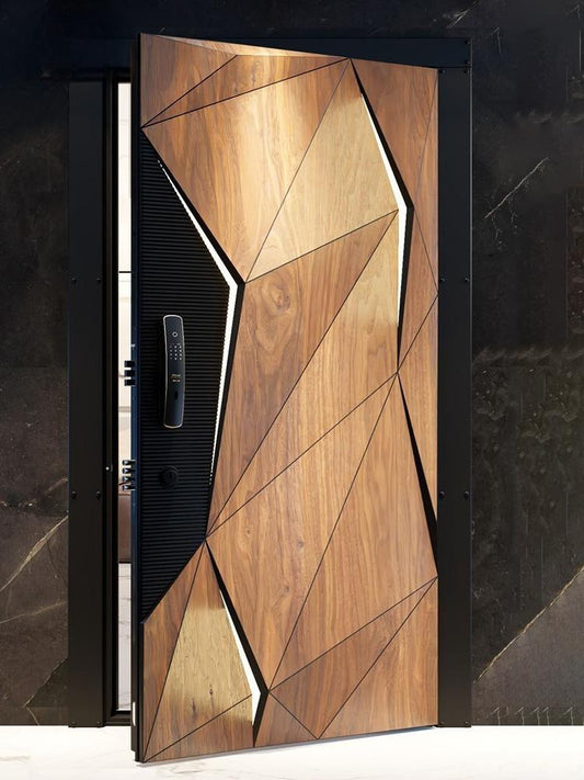 Custom Entrance Doors With Light Strip 1.5S.q Exterior Gate Entry Door Aluminum Front Casement Door Panel Home Decor