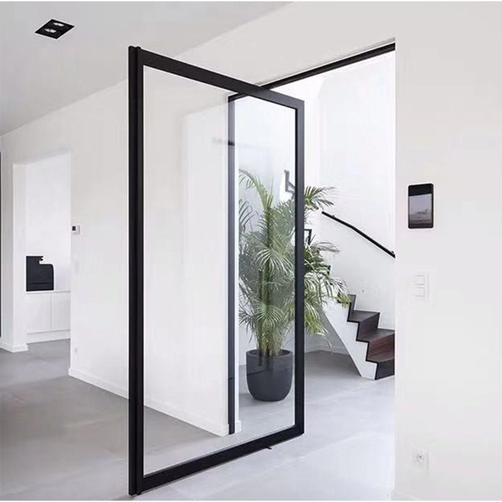 Custom Pivot Door With Electric Shutter Exterior Doors Front Alumium Double Glass Push Pull Door Rotating Home Decor
