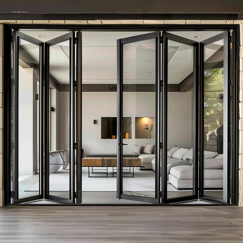 Custom 1.8mm Thermal Break Aluminum Profile Alloy Frame Accordion Door Custom-made Double-glazed Tempered Glass Folding Door