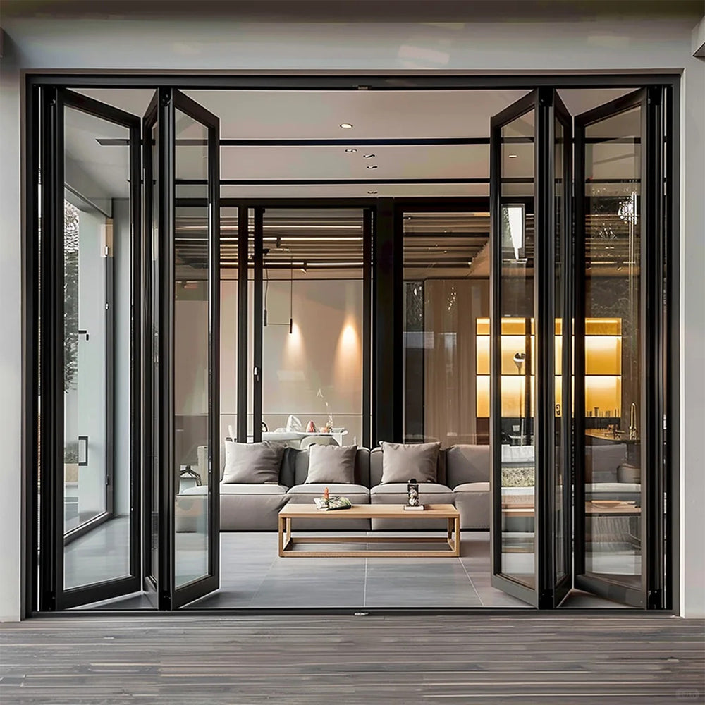 Custom Accordion Front Doors Folding Exterior Interior Aluminum Sliding Double Glass Garden Door Home Decor Custom Panel