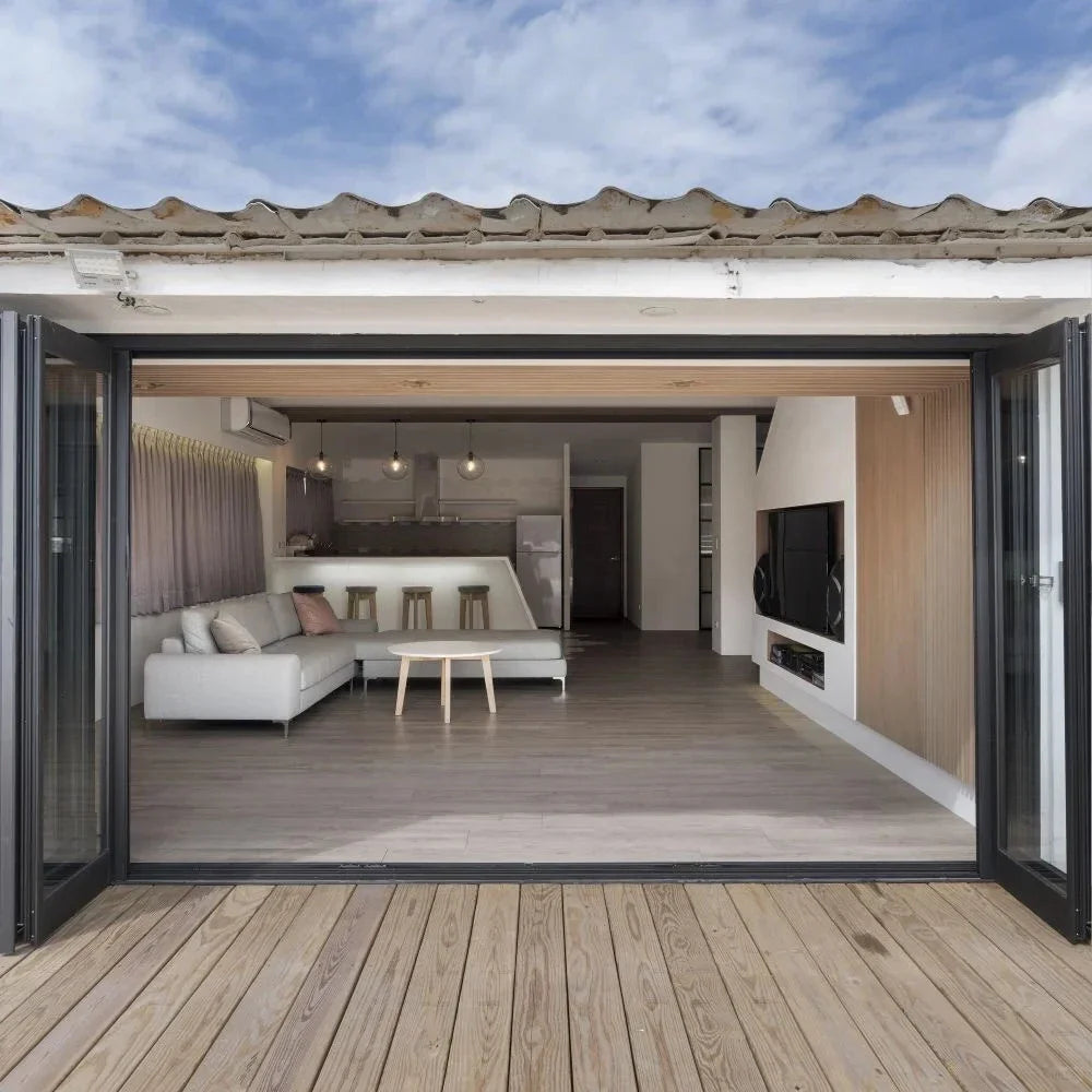 Custom Sliding Folding Door With Screens Exterior Accordion Doors Aluminum Fence Double Glass Garden Door Home Decor