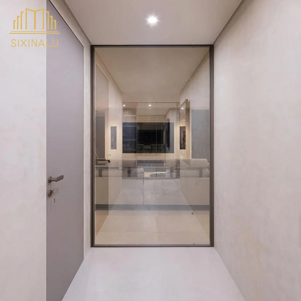 Custom Pivot Door With Electric Shutter Exterior Doors Front Alumium Double Glass Push Pull Door Rotating Home Decor