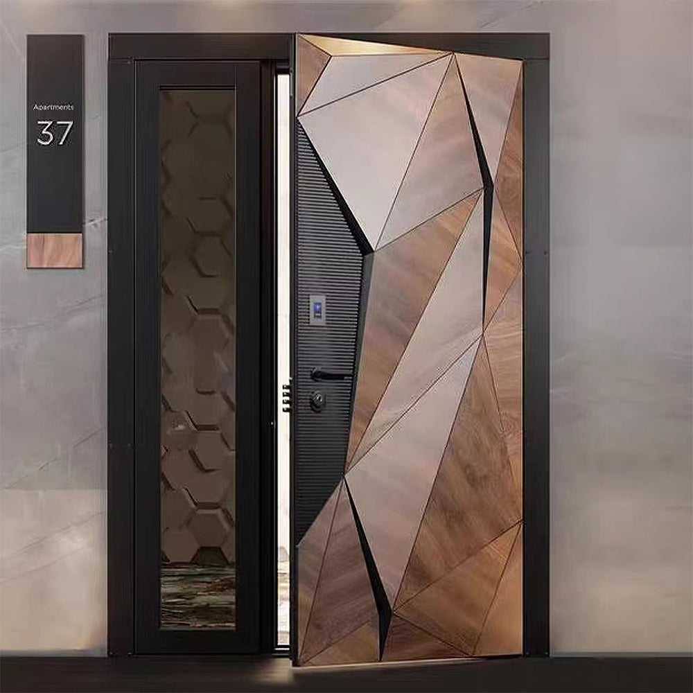 Custom Entrance Doors With Light Strip 1.5S.q Exterior Gate Entry Door Aluminum Front Casement Door Panel Home Decor