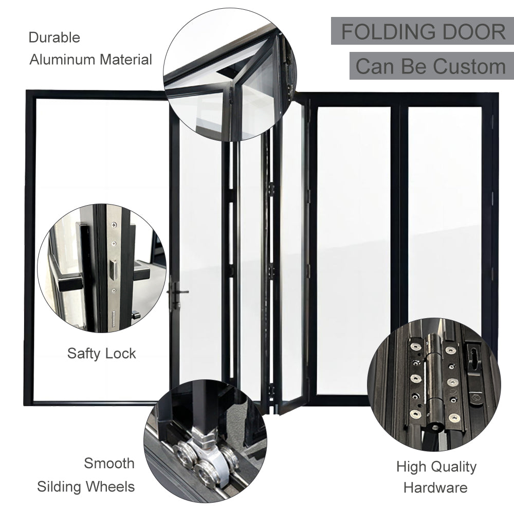 Custom 1.8mm Thermal Break Aluminum Profile Alloy Frame Accordion Door Custom-made Double-glazed Tempered Glass Folding Door