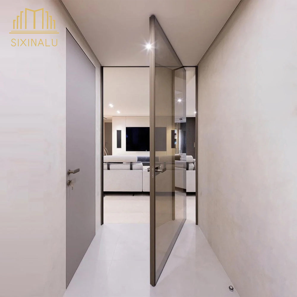 Custom Pivot Door With Electric Shutter Exterior Doors Front Alumium Double Glass Push Pull Door Rotating Home Decor