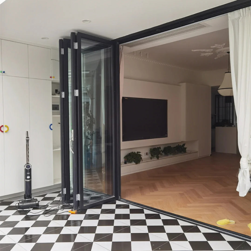 Custom Accordion Front Doors Folding Exterior Interior Aluminum Sliding Double Glass Garden Door Home Decor Custom Panel