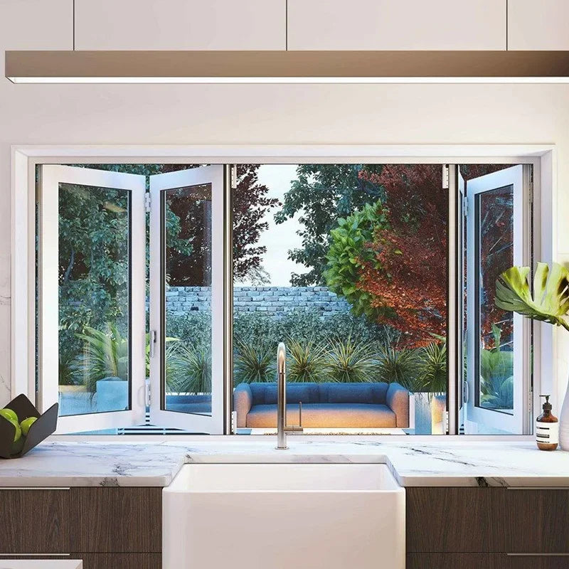 Custom Aluminum Alloy Frame Bi Folding Window Minimalism Waterproof Balcony Vertical Sliding Skylight Windows Custom-made