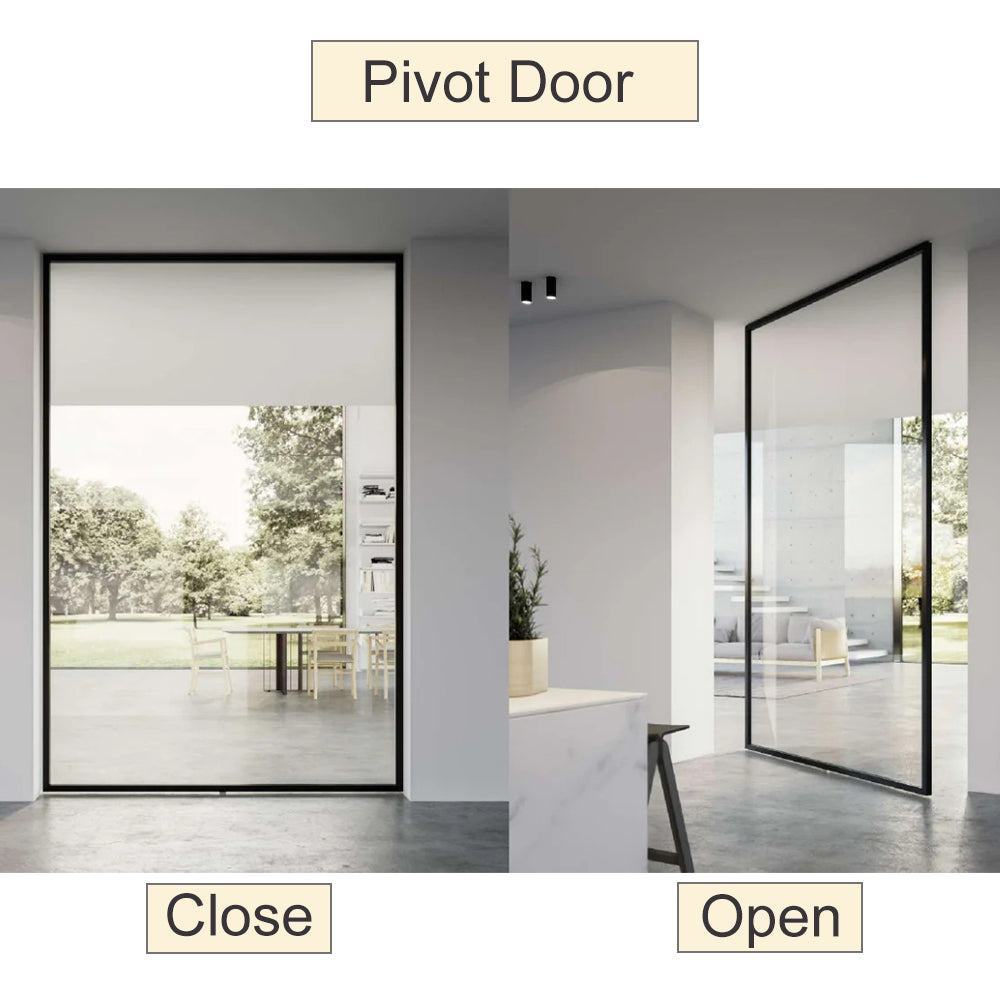 Custom Pivot Door With Electric Shutter Exterior Doors Front Alumium Double Glass Push Pull Door Rotating Home Decor