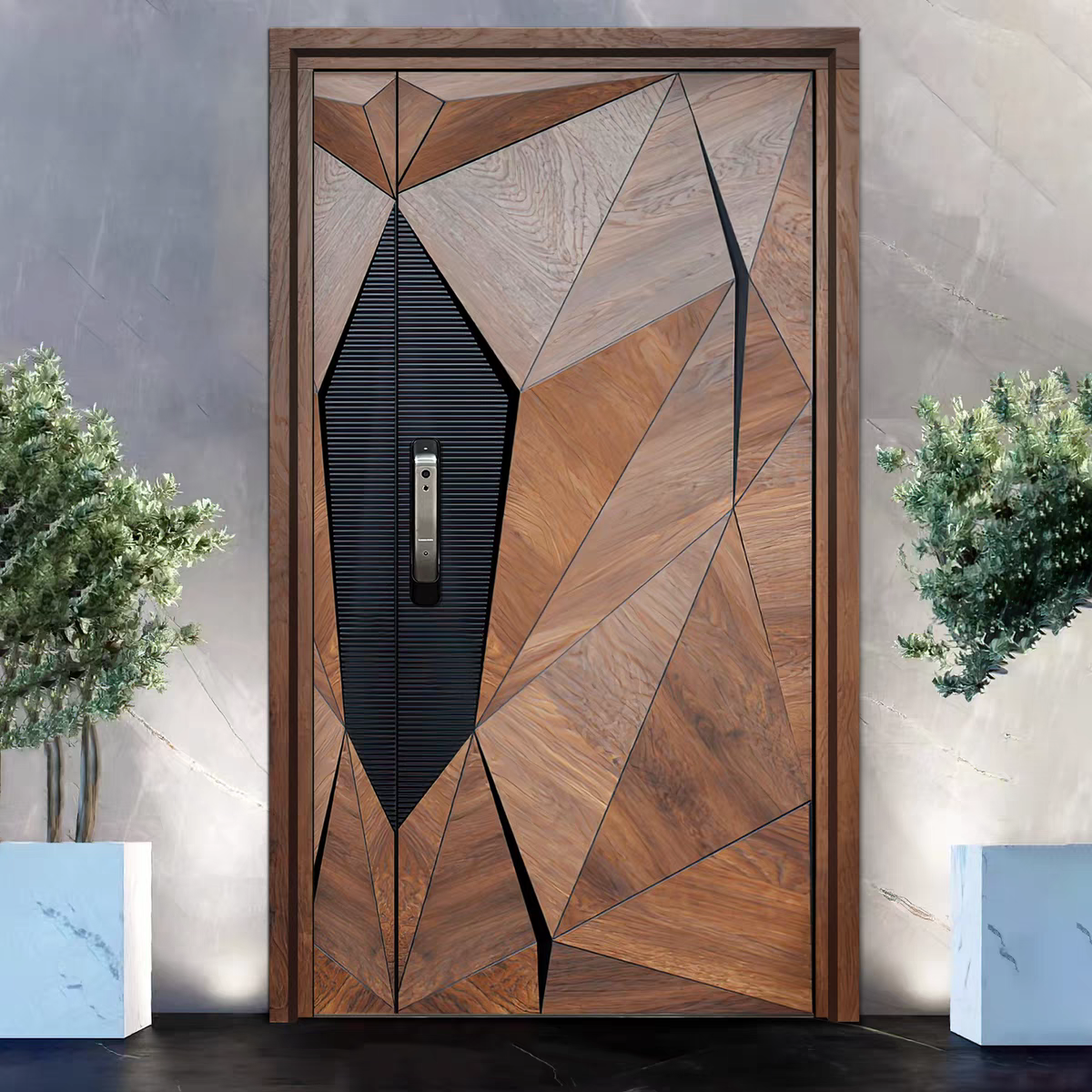 Custom Entrance Doors With Light Strip 1.5S.q Exterior Gate Entry Door Aluminum Front Casement Door Panel Home Decor