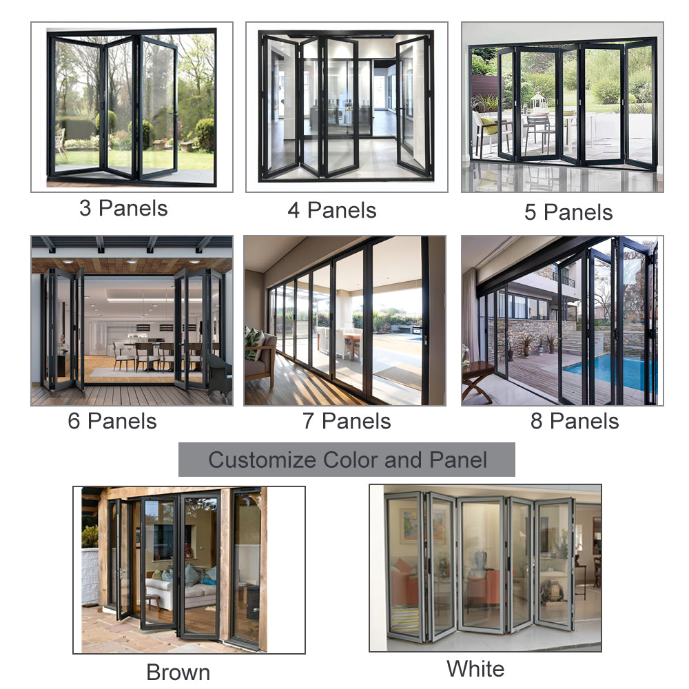 Custom 1.8mm Thermal Break Aluminum Profile Alloy Frame Accordion Door Custom-made Double-glazed Tempered Glass Folding Door