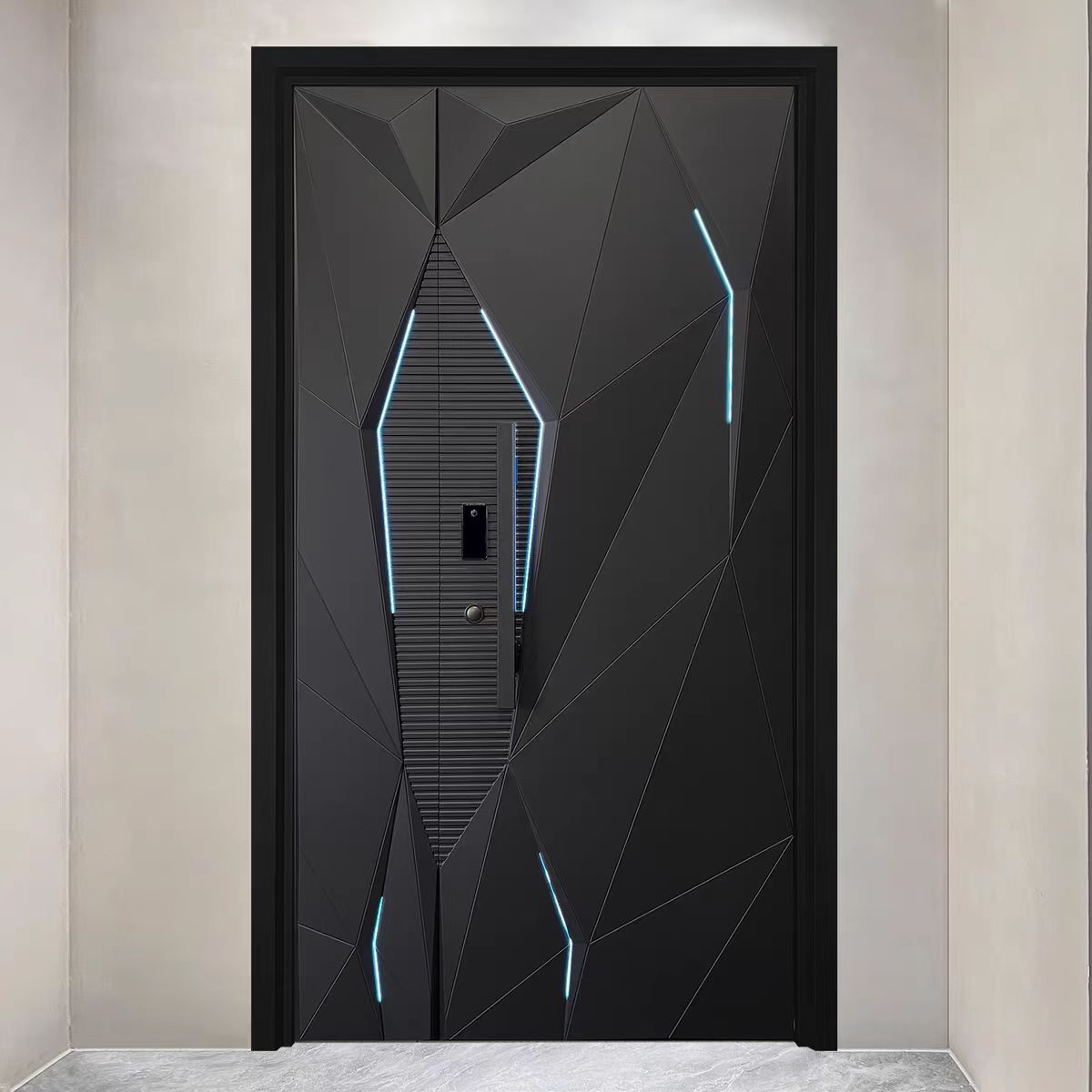 Custom Entrance Doors With Light Strip 1.5S.q Exterior Gate Entry Door Aluminum Front Casement Door Panel Home Decor