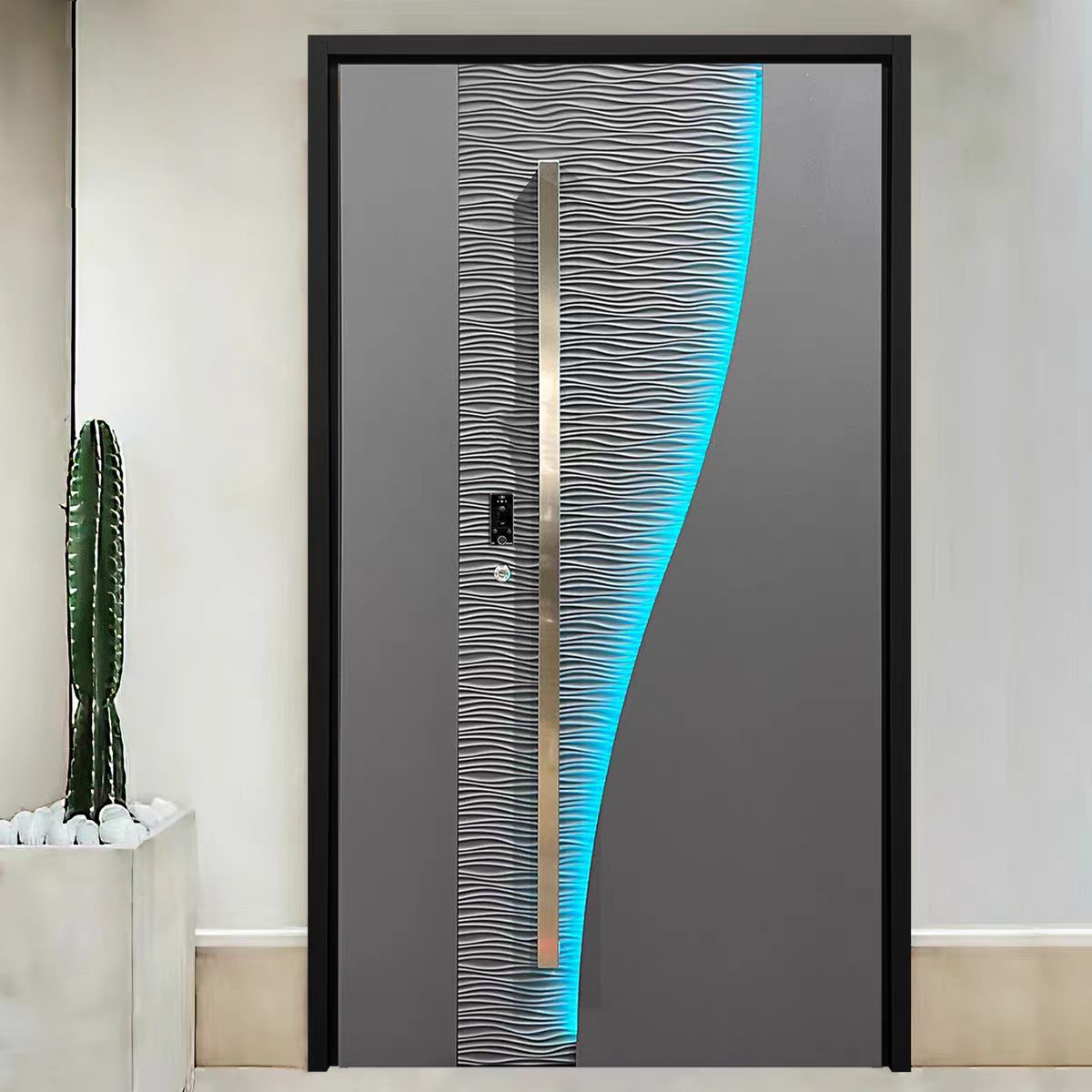 Custom Entrance Doors With Light Strip 1.5S.q Exterior Gate Entry Door Aluminum Front Casement Door Panel Home Decor