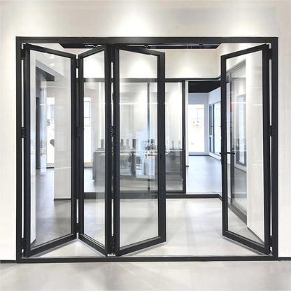 Custom 1.8mm Thermal Break Aluminum Profile Alloy Frame Accordion Door Custom-made Double-glazed Tempered Glass Folding Door