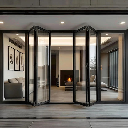 Custom Accordion Front Doors Folding Exterior Interior Aluminum Sliding Double Glass Garden Door Home Decor Custom Panel