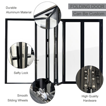 Custom 1.8mm Thermal Break Aluminum Profile Alloy Frame Accordion Door Custom-made Double-glazed Tempered Glass Folding Door