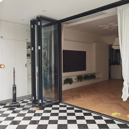 Custom Accordion Front Doors Folding Exterior Interior Aluminum Sliding Double Glass Garden Door Home Decor Custom Panel