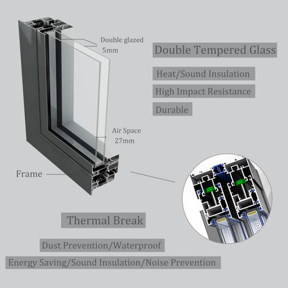Custom 1.8mm Thermal Break Aluminum Profile Alloy Frame Accordion Door Custom-made Double-glazed Tempered Glass Folding Door
