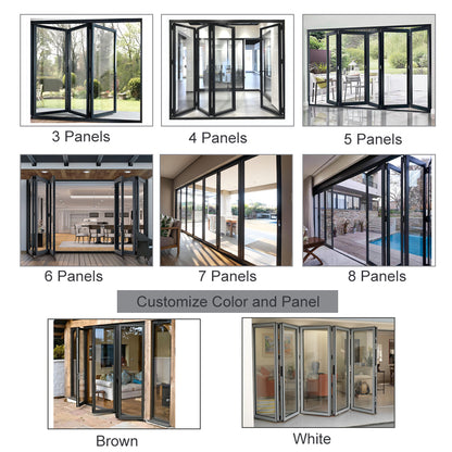 Custom 1.8mm Thermal Break Aluminum Profile Alloy Frame Accordion Door Custom-made Double-glazed Tempered Glass Folding Door